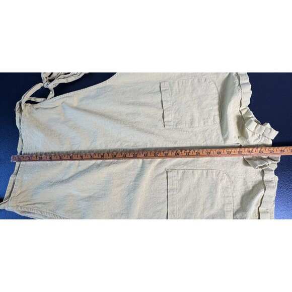 SHEIN Yellow Linen Blend Tie Shoulder Shortalls Romper Women's‎ Size L 8 10 - Picture 4 of 8